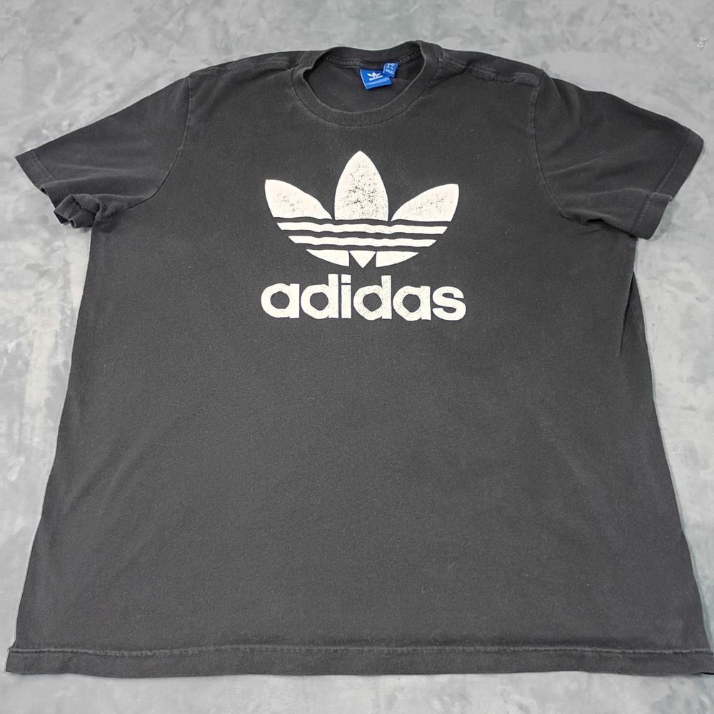 Adidas Originals Mens Trefoil Graphic T-Shirt Black 2XL Short Sleeve Tee